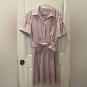 Light Purple Knee-Length Dress with Pearl Detailing - Size 14